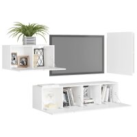 vidaXL 4-tlg. TV-Schrank-Set Wei&szlig; Holzwerkstoff