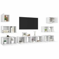 vidaXL 8-tlg. TV-Schrank-Set Wei&szlig; Holzwerkstoff