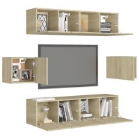 vidaXL 6-tlg. TV-Schrank-Set Sonoma-Eiche Holzwerkstoff