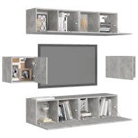 vidaXL 6-tlg. TV-Schrank-Set Betongrau Holzwerkstoff