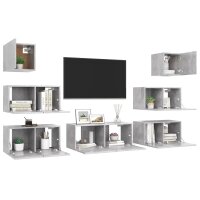 vidaXL 7-tlg. TV-Schrank-Set Betongrau Holzwerkstoff