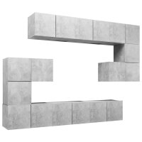 vidaXL 10-tlg. TV-Schrank-Set Betongrau Holzwerkstoff