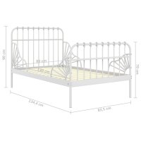 vidaXL Ausziehbett Wei&szlig; Metall 80x130/200 cm