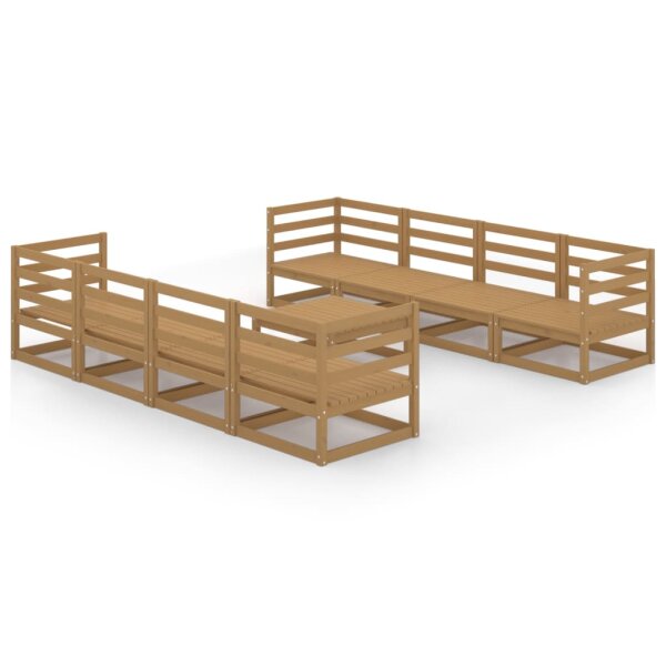 vidaXL 9-tlg. Garten-Lounge-Set Honigbraun Massivholz Kiefer