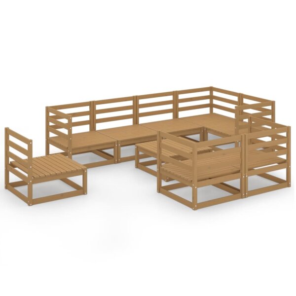 vidaXL 9-tlg. Garten-Lounge-Set Honigbraun Massivholz Kiefer