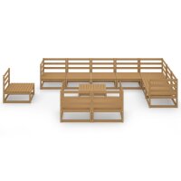 vidaXL 11-tlg. Garten-Lounge-Set Honigbraun Massivholz...