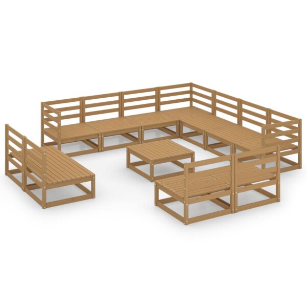 vidaXL 12-tlg. Garten-Lounge-Set Honigbraun Massivholz Kiefer