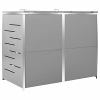 vidaXL M&uuml;lltonnenbox f&uuml;r 2 Tonnen 138x77,5x115,5 cm Edelstahl