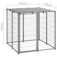 vidaXL Hundezwinger Silbern 110x110x110 cm Stahl