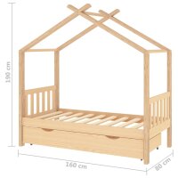 vidaXL Kinderbett mit Schublade Massivholz Kiefer 80x160 cm