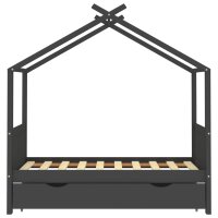 vidaXL Kinderbett mit Schublade Dunkelgrau Massivholz Kiefer 80x160 cm