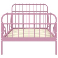 vidaXL Ausziehbett Rosa Metall 80x130/200 cm