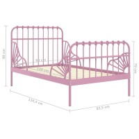 vidaXL Ausziehbett Rosa Metall 80x130/200 cm