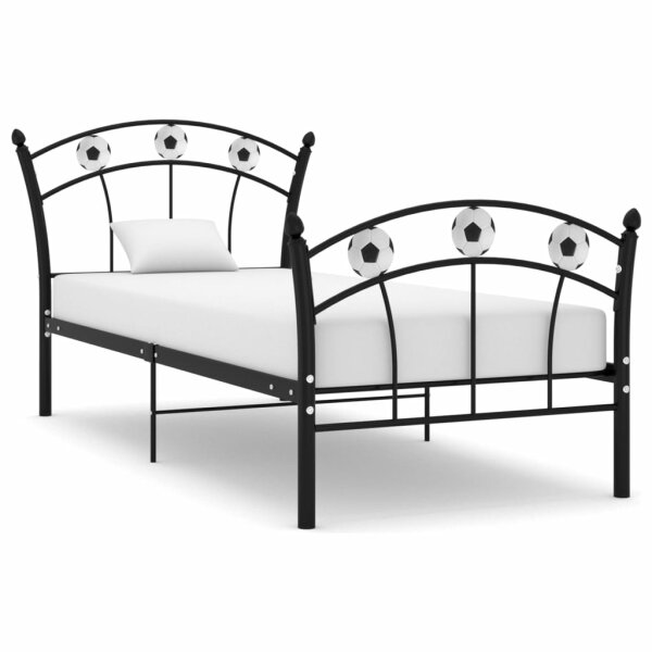 vidaXL Einzelbett mit Fu&szlig;ball-Design Schwarz Metall 90x200 cm