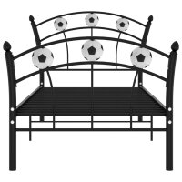 vidaXL Einzelbett mit Fu&szlig;ball-Design Schwarz Metall 90x200 cm