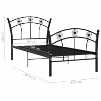 vidaXL Einzelbett mit Fu&szlig;ball-Design Schwarz Metall 90x200 cm