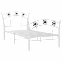 vidaXL Einzelbett mit Fu&szlig;ball-Design Wei&szlig; Metall 90x200 cm