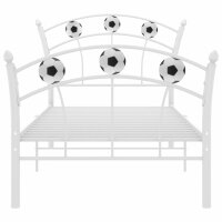 vidaXL Einzelbett mit Fu&szlig;ball-Design Wei&szlig; Metall 90x200 cm