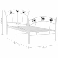 vidaXL Einzelbett mit Fu&szlig;ball-Design Wei&szlig; Metall 90x200 cm