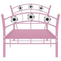 vidaXL Einzelbett mit Fu&szlig;ball-Design Rosa Metall 90x200 cm