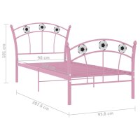 vidaXL Einzelbett mit Fu&szlig;ball-Design Rosa Metall 90x200 cm