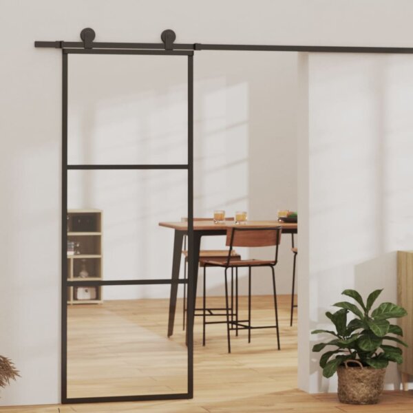 vidaXL Schiebet&uuml;r ESG-Glas und Aluminium 76x205 cm Schwarz