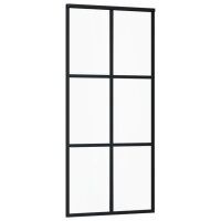 vidaXL Schiebet&uuml;r ESG-Glas und Aluminium 90x205 cm Schwarz