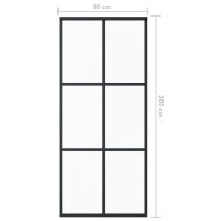 vidaXL Schiebet&uuml;r ESG-Glas und Aluminium 90x205 cm Schwarz