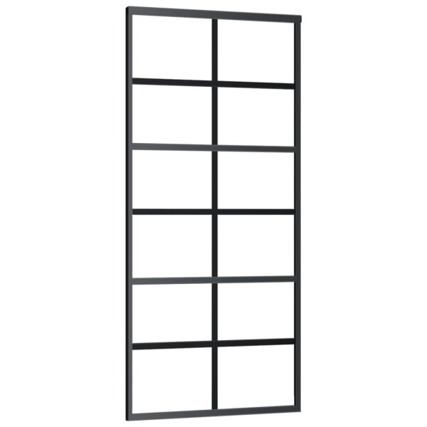 vidaXL Schiebet&uuml;r ESG-Glas und Aluminium 90x205 cm Schwarz