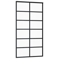 vidaXL Schiebet&uuml;r ESG-Glas und Aluminium 102x205 cm Schwarz