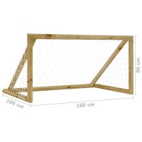 vidaXL Fu&szlig;balltor mit Netz 160x100x80 cm Kiefernholz Impr&auml;gniert