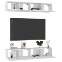 vidaXL TV-Schr&auml;nke 4 Stk. Wei&szlig; 80x30x30 cm Holzwerkstoff