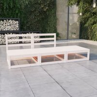 vidaXL 3-tlg. Garten-Lounge-Set Weiß Kiefer Massivholz