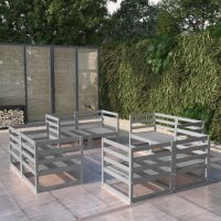 vidaXL 8-tlg. Garten-Lounge-Set Grau Kiefer Massivholz