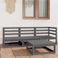 vidaXL 4-tlg. Garten-Lounge-Set Grau Kiefer Massivholz