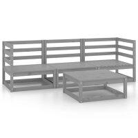 vidaXL 4-tlg. Garten-Lounge-Set Grau Kiefer Massivholz