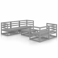 vidaXL 6-tlg. Garten-Lounge-Set Grau Kiefer Massivholz