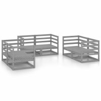 vidaXL 6-tlg. Garten-Lounge-Set Grau Kiefer Massivholz