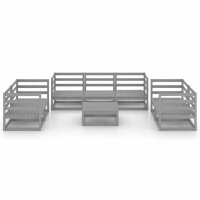 vidaXL 8-tlg. Garten-Lounge-Set Grau Kiefer Massivholz