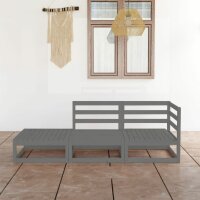 vidaXL 3-tlg. Garten-Lounge-Set Grau Kiefer Massivholz