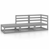 vidaXL 3-tlg. Garten-Lounge-Set Grau Kiefer Massivholz