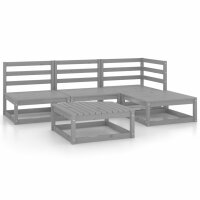 vidaXL 5-tlg. Garten-Lounge-Set Grau Kiefer Massivholz