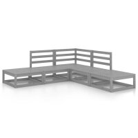 vidaXL 5-tlg. Garten-Lounge-Set Grau Kiefer Massivholz