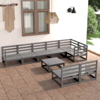 vidaXL 9-tlg. Garten-Lounge-Set Grau Kiefer Massivholz