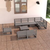 vidaXL 9-tlg. Garten-Lounge-Set Grau Kiefer Massivholz