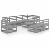 vidaXL 9-tlg. Garten-Lounge-Set Grau Kiefer Massivholz