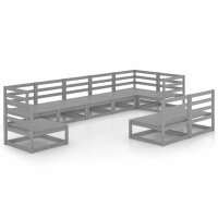 vidaXL 9-tlg. Garten-Lounge-Set Grau Kiefer Massivholz