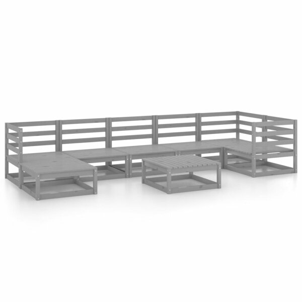 vidaXL 8-tlg. Garten-Lounge-Set Grau Kiefer Massivholz