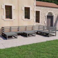 vidaXL 9-tlg. Garten-Lounge-Set Grau Kiefer Massivholz