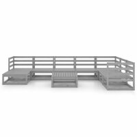 vidaXL 9-tlg. Garten-Lounge-Set Grau Kiefer Massivholz